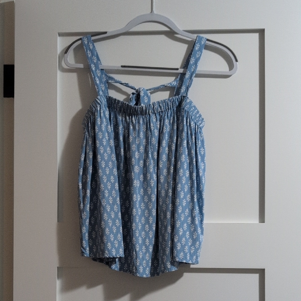Old Navy Blue and White Floral Tank Top